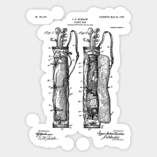 Golf Bag Patent - Caddy Art - Black And White Sticker